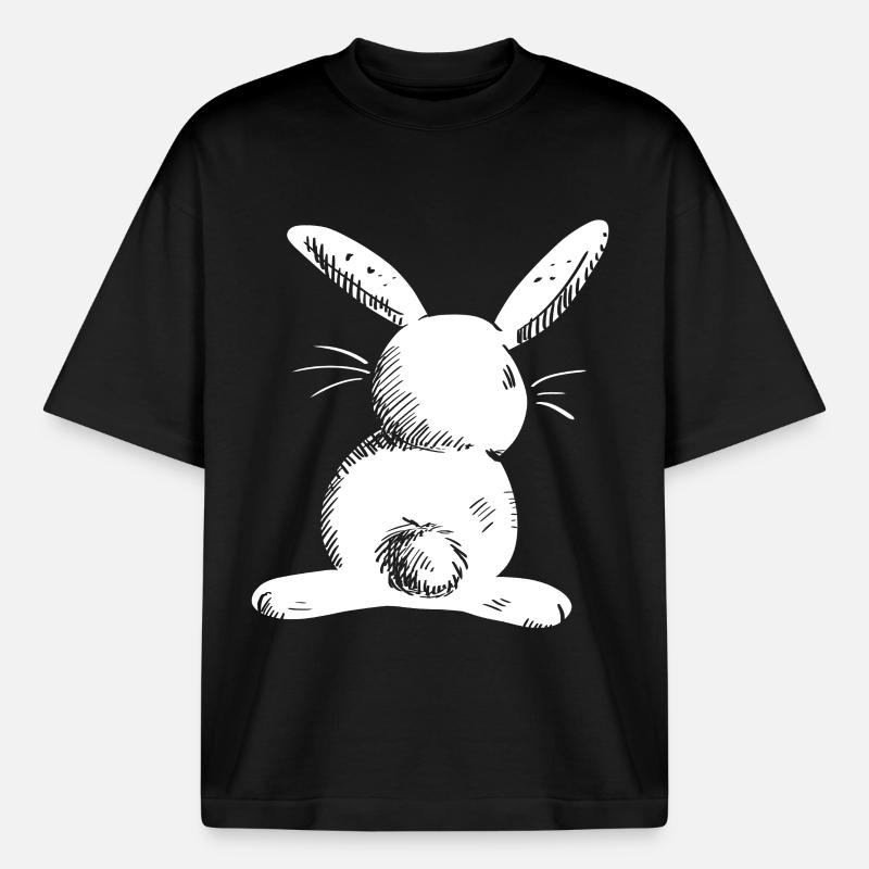 White long eared hare comic - Boxy Heavyweight Unisex Organic T-Shirt by Stanley/Stella - black