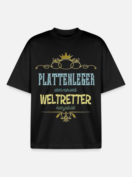 Plattenleger Weltretter - Boxy Heavyweight Unisex Organic T-Shirt von Stanley/Stella - Schwarz