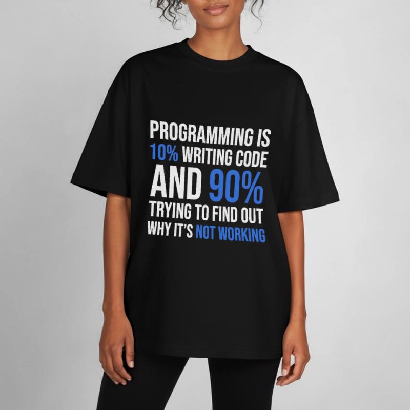 Code Debugging Humor T-Shirt Design Boxy Heavyweight Unisex Organic T-Shirt by Stanley/Stella