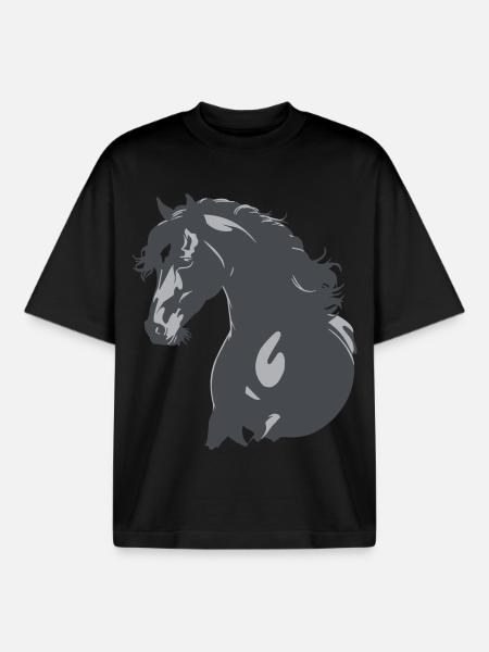 Black Horse Silhouette - Boxy Heavyweight Unisex Organic T-Shirt by Stanley/Stella - black