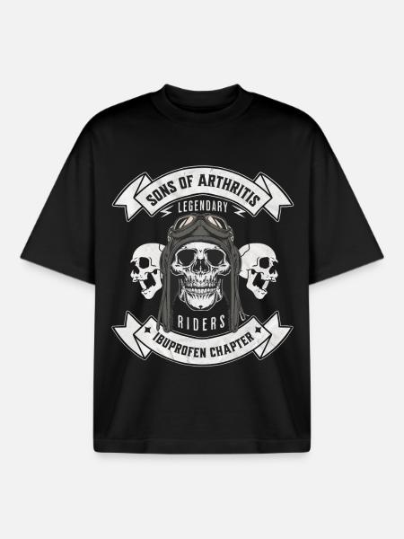 Sons of Arthritis Ibuprofen Chapter Biker - Boxy Heavyweight Unisex Organic T-Shirt by Stanley/Stella - black