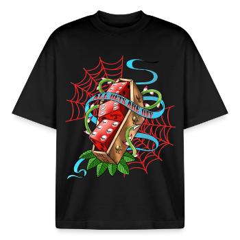 Alchemy England Sarg Mit Würfeln All Bets Are Off - Boxy Heavyweight Unisex Organic T-Shirt von Stanley/Stella - Schwarz - Vorne - AI Model Male 185 light (185cm) & AI Model Female 172 dark (172cm)