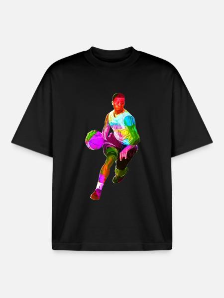 Bunter Basketballer - Boxy Heavyweight Unisex Organic T-Shirt von Stanley/Stella - Schwarz