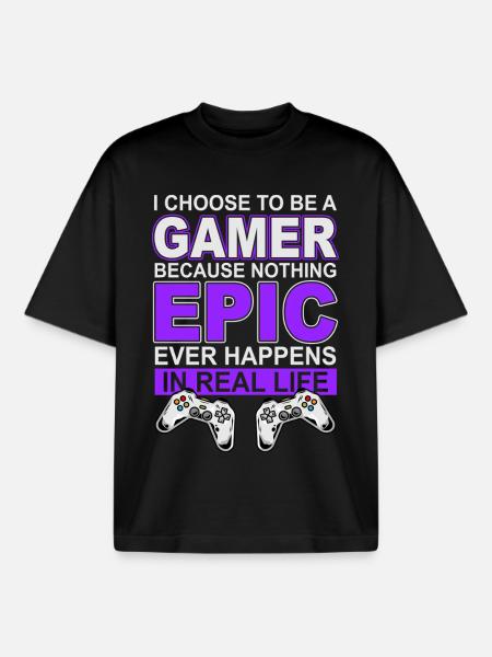 Gamer Gaming - Boxy Heavyweight Unisex Organic T-Shirt by Stanley/Stella - black