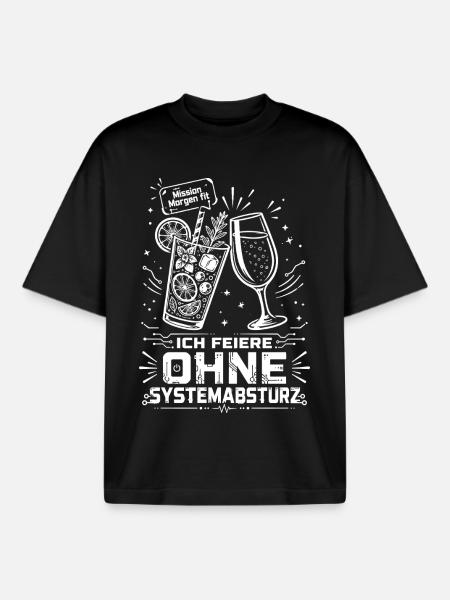 Ich feiere ohne Systemabsturz - Boxy Heavyweight Unisex Organic T-Shirt von Stanley/Stella - Schwarz
