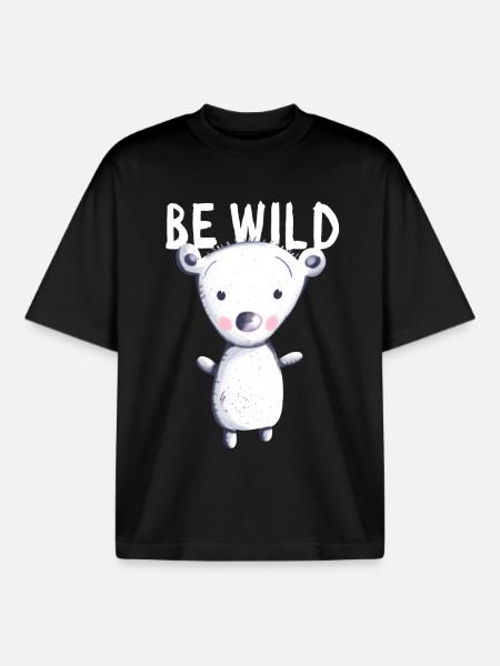 Be Wild isbjørn - Bear - Bear - Teddy - Baby - Stanley/Stella unisex boxy heavyweight T-shirt økologisk - sort
