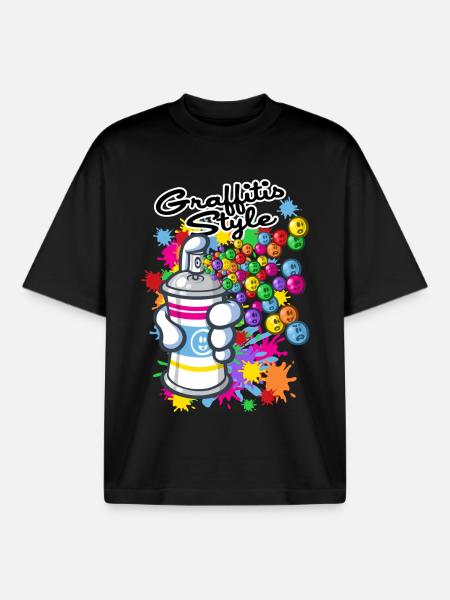 Graffiti cartoon style - Boxy Heavyweight Unisex Organic T-Shirt by Stanley/Stella - black