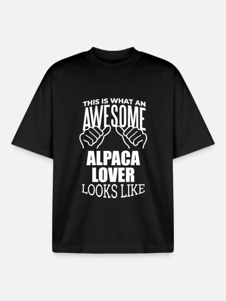 Alpaca Alpaca Alpaca - Boxy Heavyweight Unisex Organic T-Shirt by Stanley/Stella - black
