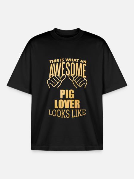 Pig Pig Pig - Boxy Heavyweight Unisex Organic T-Shirt by Stanley/Stella - black