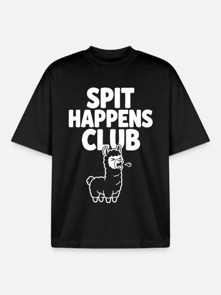 Spit Happens Club funny llama - Boxy Heavyweight Unisex Organic T-Shirt by Stanley/Stella - black
