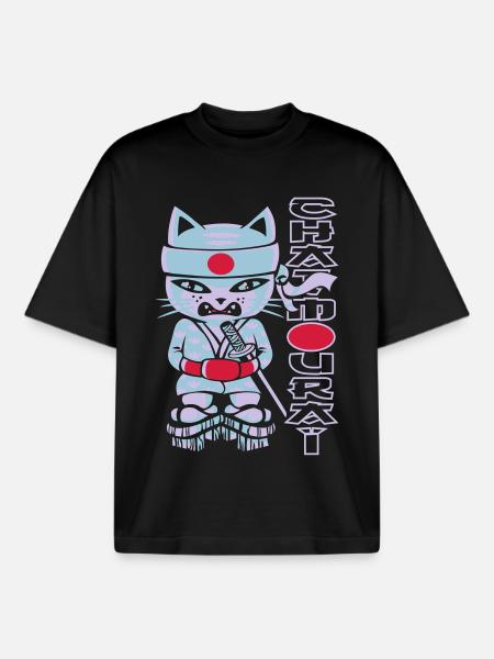 Chat mouraï flex - Boxy Heavyweight Unisex Organic T-Shirt by Stanley/Stella - black