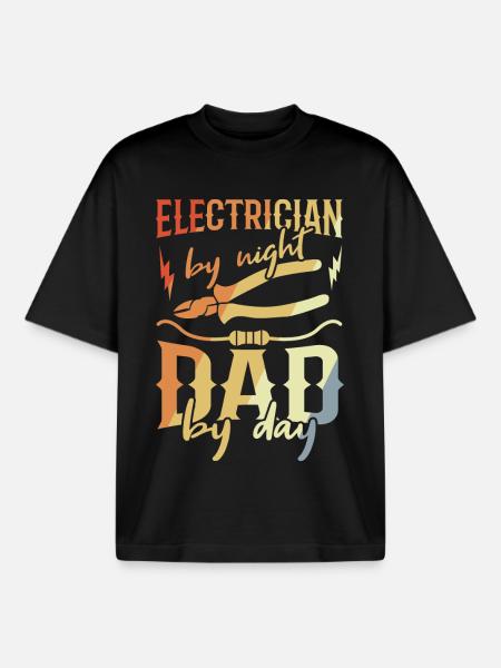 Elektriker Papa - Boxy Heavyweight Unisex Organic T-Shirt von Stanley/Stella - Schwarz
