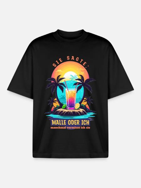 Sie sagte. Malle oder ich - Boxy Heavyweight Unisex Organic T-Shirt von Stanley/Stella - Schwarz