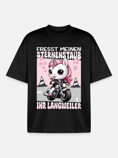Unicorno in moto - T-shirt unisex boxy pesante biologica di Stanley/Stella - nero