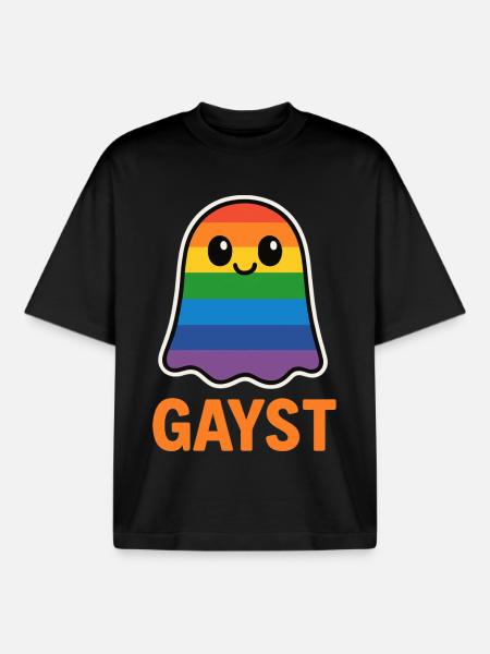 Regenbogen Geist Pride Halloween Kostüm - Boxy Heavyweight Unisex Organic T-Shirt von Stanley/Stella - Schwarz