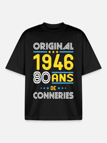 Original – 1946 – 80 Jahre - Boxy Heavyweight Unisex Organic T-Shirt von Stanley/Stella - Schwarz