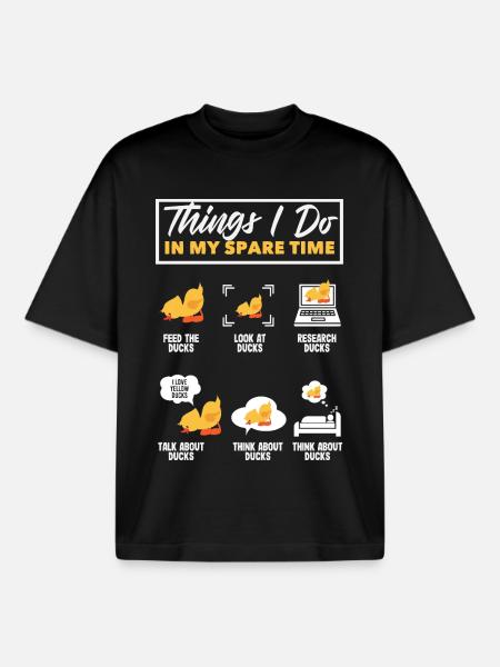 Funny Ducks Motif Ducks Lover Sayings - Boxy Heavyweight Unisex Organic T-Shirt by Stanley/Stella - black