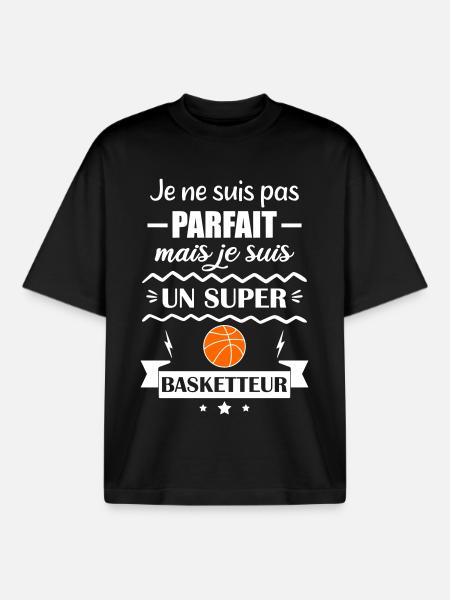 Pas parfait mais super basketteur Basket - T-shirt unisexe boxy épais biologique Stanley/Stella - noir