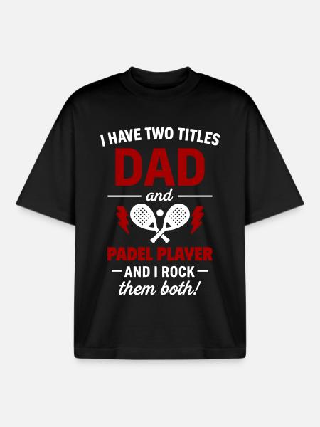 Padel Dad gift Father’s Day Christmas - Boxy Heavyweight Unisex Organic T-Shirt by Stanley/Stella - black
