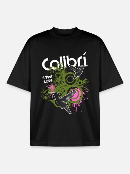 Liberté Colibris Urbains - T-shirt unisexe boxy épais biologique Stanley/Stella - noir