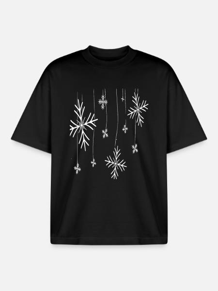 Hängende Schneeflocken Muster - Boxy Heavyweight Unisex Organic T-Shirt von Stanley/Stella - Schwarz
