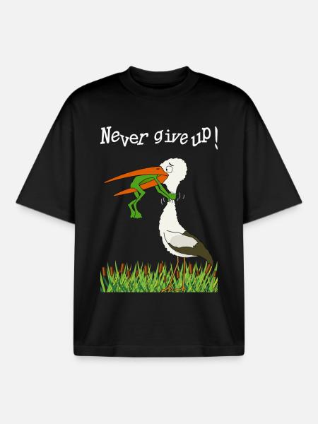 Never give up! - Boxy Heavyweight Unisex Organic T-Shirt by Stanley/Stella - black