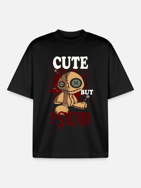 CUTE BUT PSYCHO Voodoo - Doll - Boxy Heavyweight Unisex Organic T-Shirt by Stanley/Stella - black
