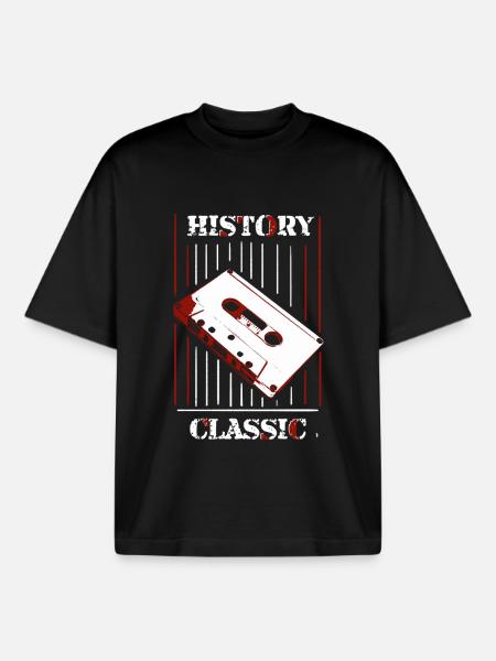 Geschichte & Klassiker: Retro-Kassette - Boxy Heavyweight Unisex Organic T-Shirt von Stanley/Stella - Schwarz