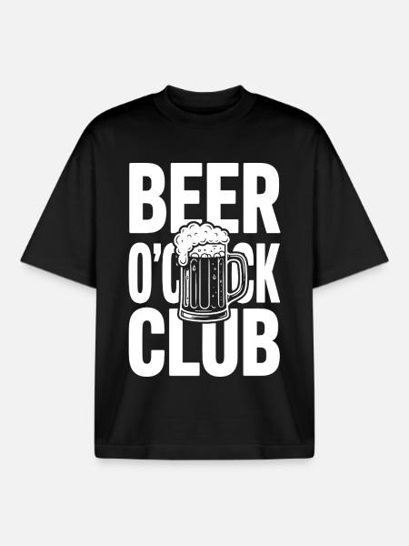 Beer O'Clock Club - Boxy Heavyweight Unisex Organic T-Shirt by Stanley/Stella - black