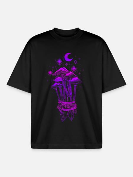 Mushrooms Magic Magic Mushrooms - Boxy Heavyweight Unisex Organic T-Shirt by Stanley/Stella - black