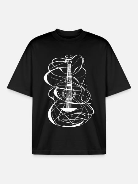 Ukulele Sketch - Boxy Heavyweight Unisex Organic T-Shirt by Stanley/Stella - black