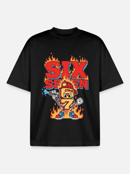 Meme 67 Brandman Sex Sju meme-gåva - Unisex boxy heavyweight ekologisk T-shirt Stanley/Stella - svart