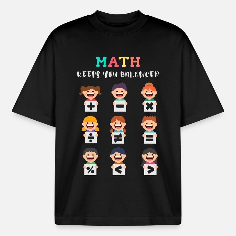 Math keeps you balanced - Boxy Heavyweight Unisex Organic T-Shirt by Stanley/Stella - black