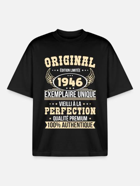 1946 – Unique example – Premium quality - Boxy Heavyweight Unisex Organic T-Shirt by Stanley/Stella - black