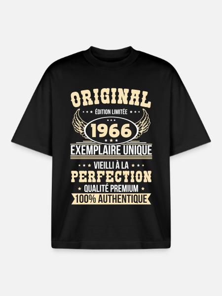 1966 – Unique example – Premium quality - Boxy Heavyweight Unisex Organic T-Shirt by Stanley/Stella - black