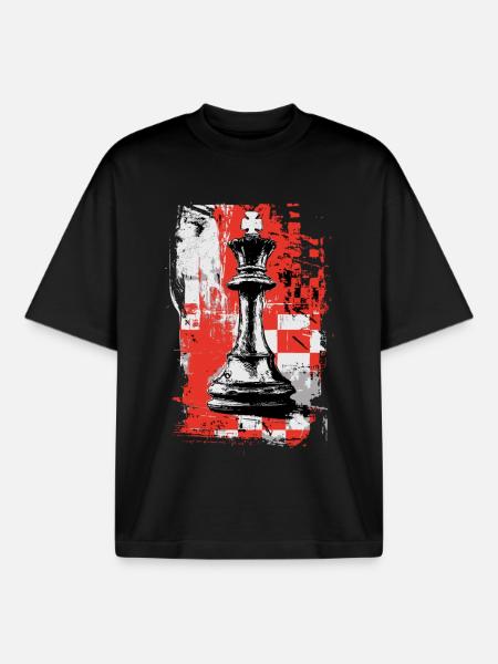 Chess King – Grunge Strategy Motif - Boxy Heavyweight Unisex Organic T-Shirt by Stanley/Stella - black