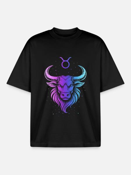 Gradient Cosmique de Taureau - T-shirt unisexe boxy épais biologique Stanley/Stella - noir