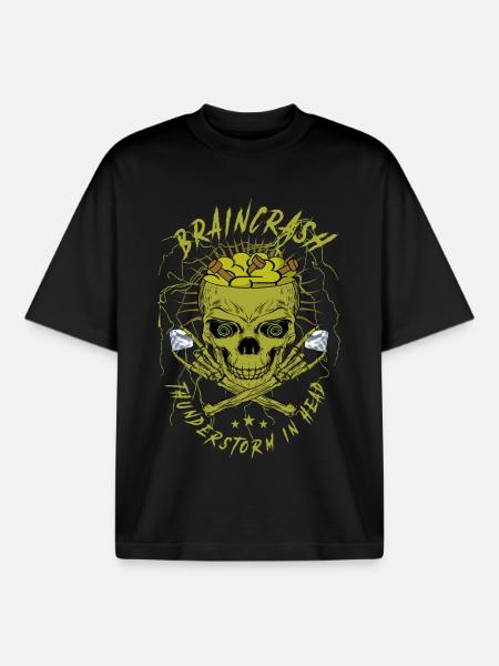 Brain Chaos Skull - Boxy Heavyweight Unisex Organic T-Shirt by Stanley/Stella - black