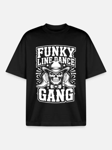 Funky Line-Dance Gang Skull - Boxy Heavyweight Unisex Organic T-Shirt by Stanley/Stella - black