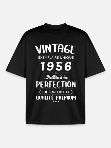 1956 – Jahrgang – Perfekt gereift - Boxy Heavyweight Unisex Organic T-Shirt von Stanley/Stella - Schwarz