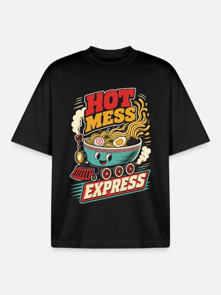 Hot Mess Express Ramen Zug - Boxy Heavyweight Unisex Organic T-Shirt von Stanley/Stella - Schwarz