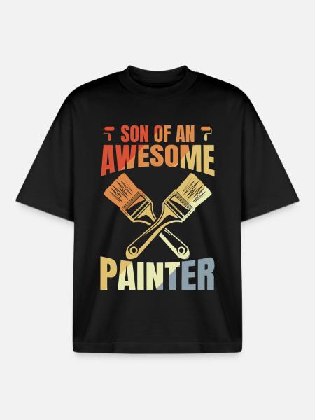 Son of a great painter - Boxy Heavyweight Unisex Organic T-Shirt by Stanley/Stella - black