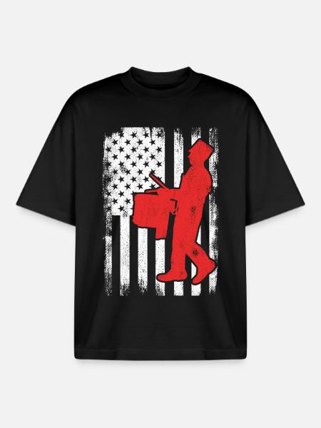 USA Patriotic drummer - Boxy Heavyweight Unisex Organic T-Shirt by Stanley/Stella - black
