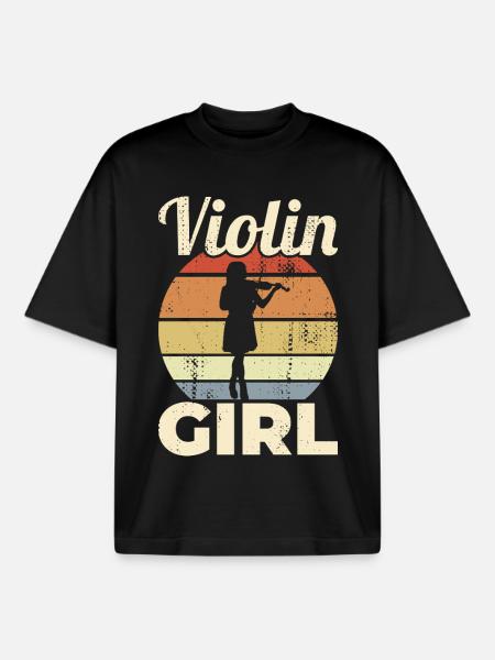 Geigerin Mädchen - Boxy Heavyweight Unisex Organic T-Shirt von Stanley/Stella - Schwarz