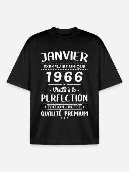 60th Anniversary - January 1966 Perfection - Boxy Heavyweight Unisex Organic T-Shirt by Stanley/Stella - black