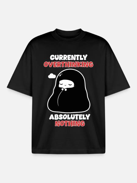 Overthinking Nothing Manga Chibi Humor - Boxy Heavyweight Unisex Organic T-Shirt by Stanley/Stella - black