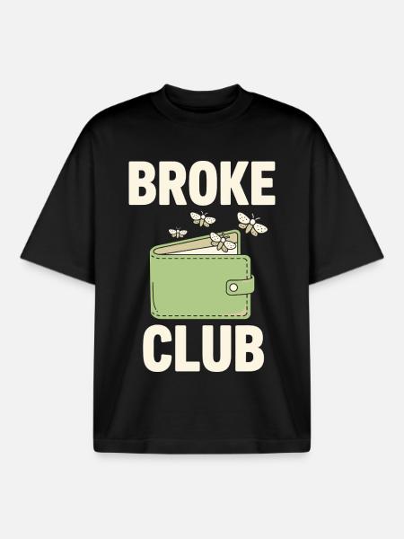 Broke Club Empty Wallet - Boxy Heavyweight Unisex Organic T-Shirt by Stanley/Stella - black