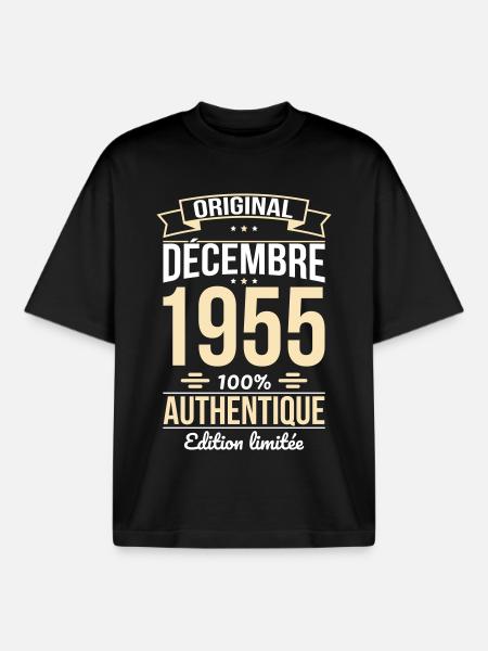 70th Anniversary - Original - December 1955 - Boxy Heavyweight Unisex Organic T-Shirt by Stanley/Stella - black