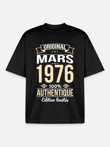 50th Anniversary - Original - March 1976 - Boxy Heavyweight Unisex Organic T-Shirt by Stanley/Stella - black