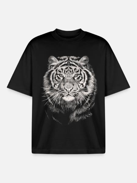 Tiger - Boxy Heavyweight Unisex Organic T-Shirt by Stanley/Stella - black